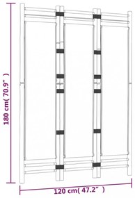 3 paneles összecsukható bambusz és vászon térelválasztó 120 cm