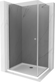 Mexen Pretoria, zuhanykabin 90 (ajtó) x 80 (fali) cm, 6mm szürke üveg, króm profil + fehér zuhanytálca, 852-090-080-01-40-4010