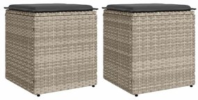 vidaXL 2 db világosszürke polyrattan kerti szék párnával 40x40x43 cm