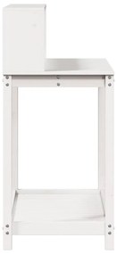 fehér tömör fenyőfa ültetőasztal polccal 108 x 50 x 109,5 cm