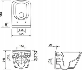 Cersanit City Square CleanOn, függő WC csésze ülőke nélkül, fehér, K35-041