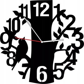 Nagy Fém Falióra 60cm Fekete Fa Madárka