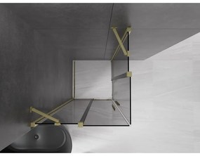 Mexen Velar Duo, zuhanykabin tolóajtóval 90 x 90 cm, 8mm szürke üveg, arany matt, 871-090-090-42-55