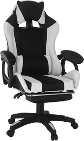 Irodai/gamer szék RGB LED világítással, fekete/fehér, JOVELA