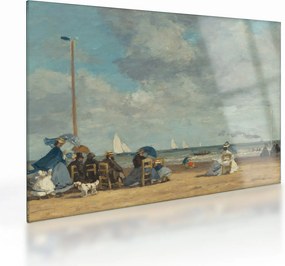 Üveg kép - Eugène Boudin, Beach  at Trouville, reprodukciók (70x50 cm)