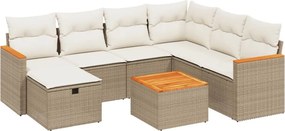 vidaXL 8 részes bézs polyrattan kerti ülőgarnitúra párnával