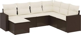 vidaXL 7 részes barna polyrattan kerti ülőgarnitúra párnákkal