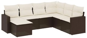 vidaXL 7 részes barna polyrattan kerti ülőgarnitúra párnákkal