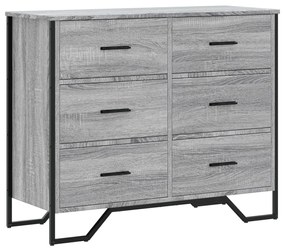 szürke sonoma színű szerelt fa komód 91 x 35,5 x 74,5 cm