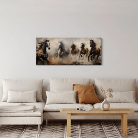 Kép - Olajfestmény lovakról (120x50 cm)