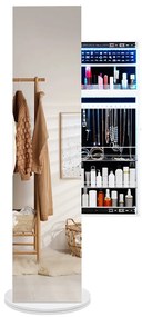 Körbeforgatható ékszerszekrény teljes alakos tükörrel és kabát tartóval