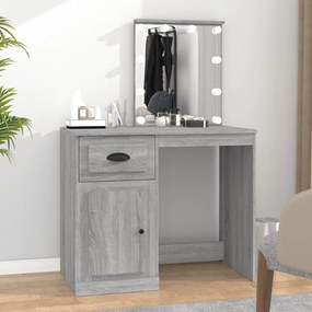 szürke sonoma szerelt fa pipereasztal LED-del 90x50x132,5 cm