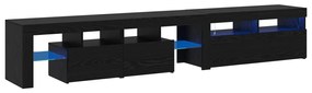 TV szekrény 2 db LED fényekkel Fekete tölgy Mérnöki fa