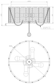 Globo 15091D - Kristály mennyezeti lámpa WALLA 4xE14/40W/230V