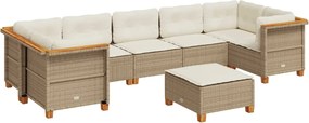 vidaXL 8 részes bézs polyrattan kerti ülőgarnitúra párnával