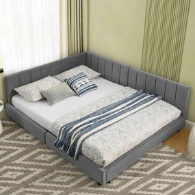 franciaágy 140x200 cm Gyerekágy Bársony szürke