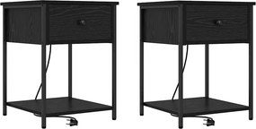 vidaXL Éjjeliszekrény 2 pcs Fekete tölgy 42 x 41 x 56 cm Faanyag