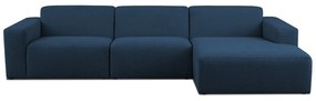 Sötétkék buklé sarokkanapé (jobb oldali) Roxy – Scandic