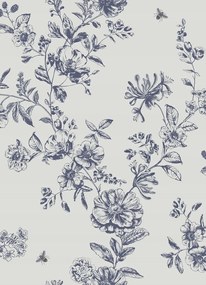 Flitteres Tapéta A Nappaliba Sötétkék Virágokkal Növényi Mintás Tapéta