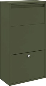 vidaXL Csomagzáró doboz tárolóval zárral Olajzöld 44 x 22 x 82 cm Acél