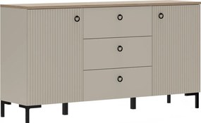 Komód, szürkésbarna Taupe/silverjack tölgy, DOMCA 2D3S