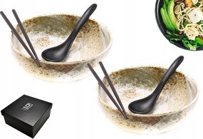 2 db-os tál szett kanállal és pálcikákkal Ramen Hikari 20 cm Box