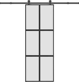vidaXL tolóajtó vasalatokkal 76x205 cm edzett üveg&Alumínium