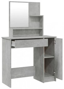 betonszürke fésülködőasztal tükörrel 86,5 x 35 x 136 cm