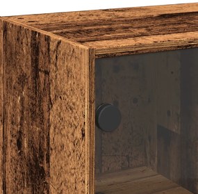 antik fa színű szerelt fa magasszekrény ajtókkal 68x37x142 cm