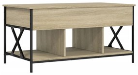 sonoma tölgy szerelt fa és fém dohányzóasztal 100 x 55 x 50 cm