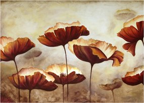 Piros virágok képe (üvegen) (70x50 cm)