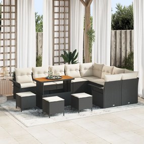 12 Darabos Kerti Kanapé Szett Párnák Szürke Poli Rattan Akácia, 2-Fős Kerti Kanapé Tárolóval & Párnákkal Szürke Poli Rattan, 3 Darabos Kerti Étkező Szett Párnákkal Szürke Poli Rattan Akácia