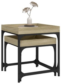 2 db sonoma tölgy színű szerelt fa kisasztal