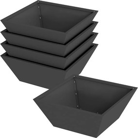 vidaXL Kerti cserép 5 pcs Fekete 40 x 40 x 15 cm