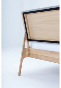 Szürke-natúr színű tölgyfa franciaágy 140x200 cm Fawn – Gazzda