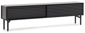 Fekete TV-állvány tölgyfa dekorral 200x57x35 cm Lenon – Kave Home