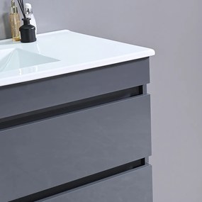 Cube 100 alsó fürdőszobabútor kerámia mosdóval 2 fiókos antracit szürke