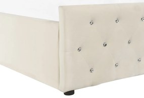 Franciaágy 180 cm AMESIA (bézs) (ágyráccsal és tárolóhellyel). 1023466