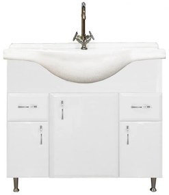 VERTEX Bianca Plus 85 alsó szekrény mosdóval, magasfényű fehér színben (Szekrény)