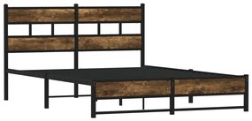 füstös tölgy színű fém ágykeret matrac nélkül 135 x 190 cm