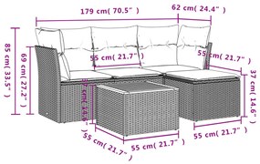 5 részes bézs polyrattan kerti ülőgarnitúra párnákkal