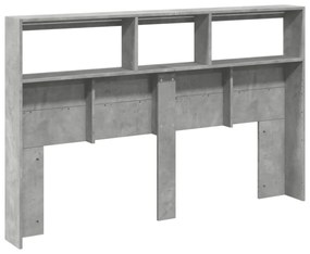 betonszürke áthidalószekrény LED-világítással 160 x 17 x 102 cm