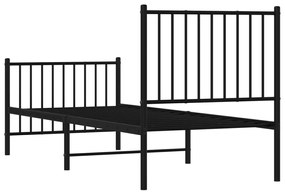 fekete fém ágykeret fej- és lábtámlával 75 x 190 cm