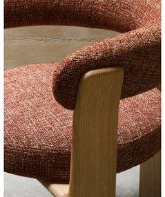 Natúr színű-terrakotta színű kőrisfa karfás étkezőfotel Granite – Kave Home