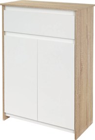 Kleankin Fürdőszoba Kiegészítő Szekrény 1 Fiókkal és 2 Ajtóval - Modern Stílusú Fürdőszobai Szekrény 60x30x90 cm Fehér és Natúr | Aosom