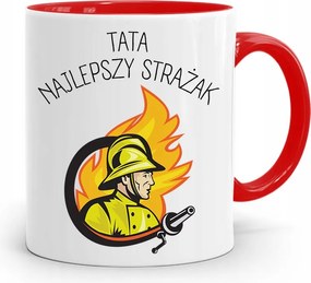 Piros Bögre Apának Legjobb Tűzoltó Nyomtatott Fényképpel
