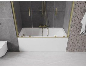 Mexen Velar Duo, 2 szárnyas eltolható kádparaván 160 x 150 cm, 8mm átlátszó üveg, arany matt profil, 896-160-000-02-55