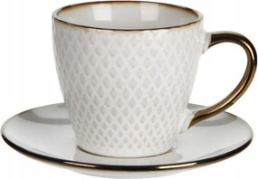 Kerámia Csésze Csészealjjal 210 ml Fehér Tea Kávé Szett