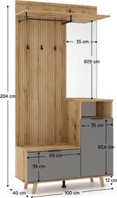 Előszobai készlet, evoke tölgy/grafit, NODRI