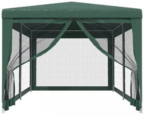 zöld HDPE rendezvénysátor 6 hálós oldalfallal 3x6 m